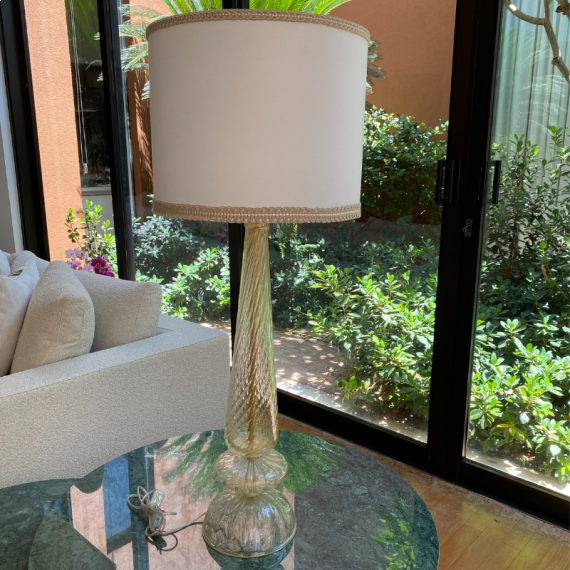 Abajur Murano Italiano Transparente com Ouro