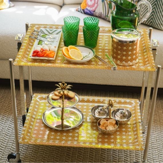 Bandeja Platex Cannage Ecru 37x28cm Acrílico