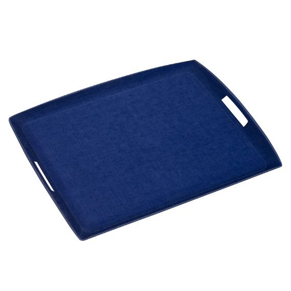 Bandeja Platex Linho Azul Escuro 54x43cm Acrílico