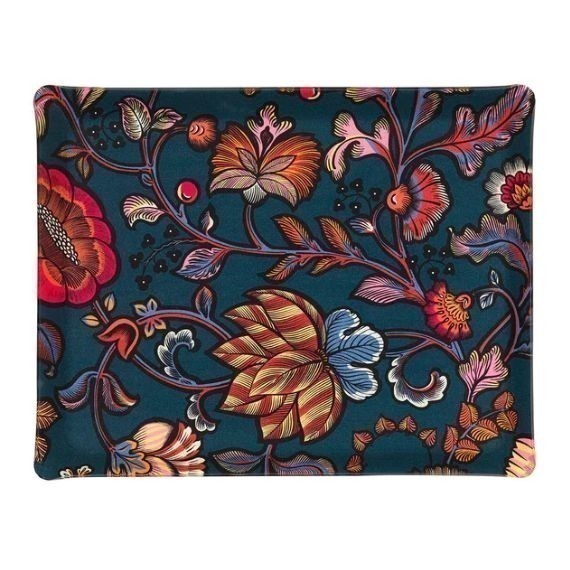 Bandeja Platex Flora Azul 46x36cm Acrílico