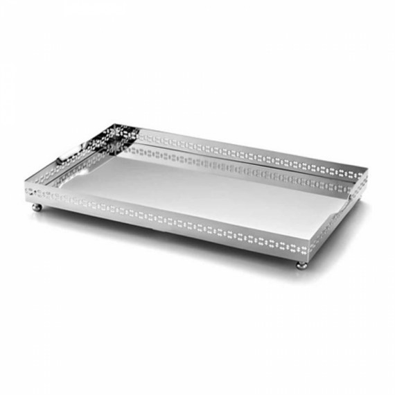 Bandeja Retangular Mirror Cross St. James Prata