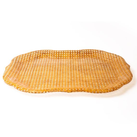 Bandeja Spisani Barroca Rattan Escuro GG Acrílico