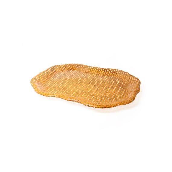 Bandeja Spisani Barroca Rattan Escuro P Acrílico