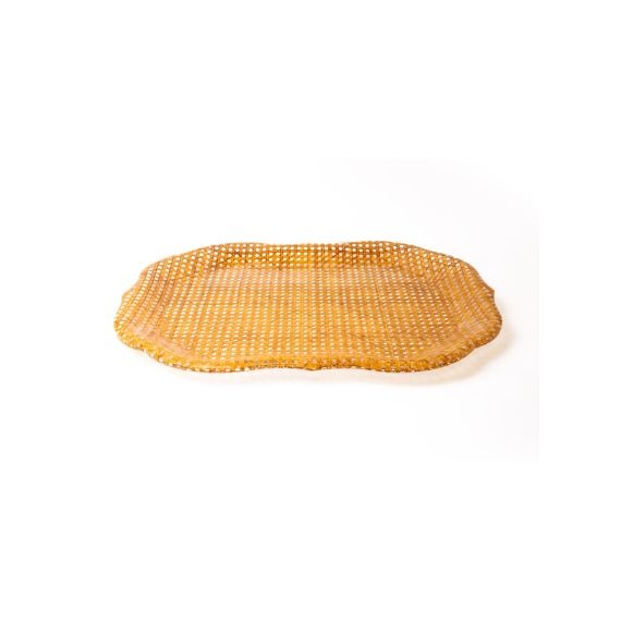Bandeja Spisani Barroca Rattan Escuro P Acrílico