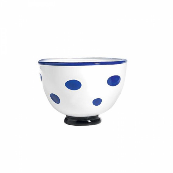 Bowl Bon Bon Branco com Pois Azul Zafferano 
