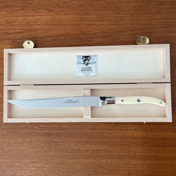 Caixa com Faca Trichar Berlingot Marfim Claude Dozorme Laguiole