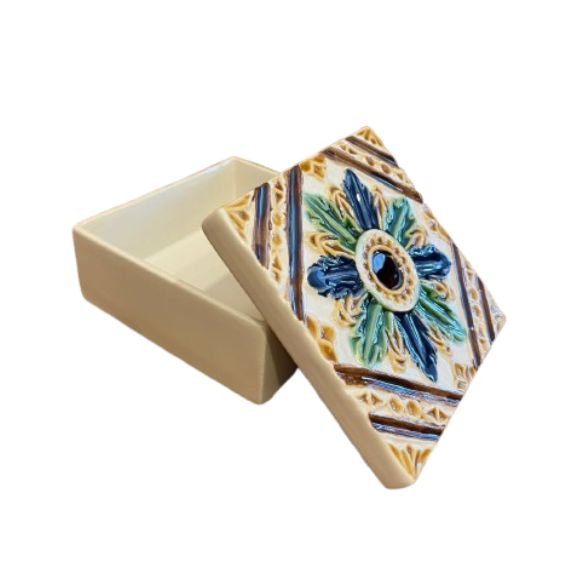 Caixa Renascença Azulejo Flor Bordallo Pinheiro
