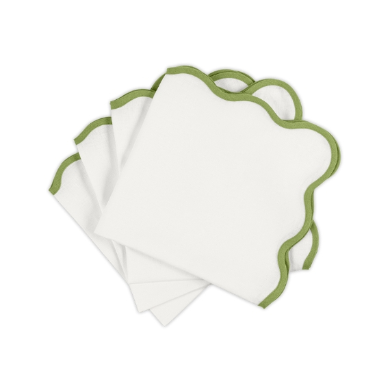 Conjunto 4 Guardanapos Dakota Branco/ Verde Linho Matouk