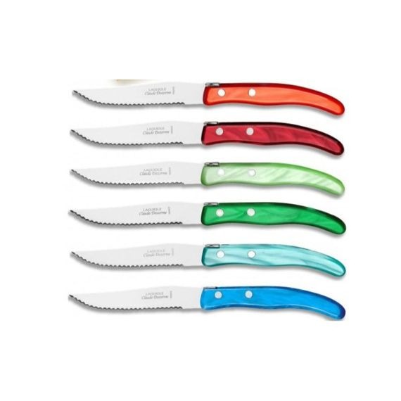 Conjunto com 6 Facas de Mesa Claude Dozorme Laguiole Coloridas