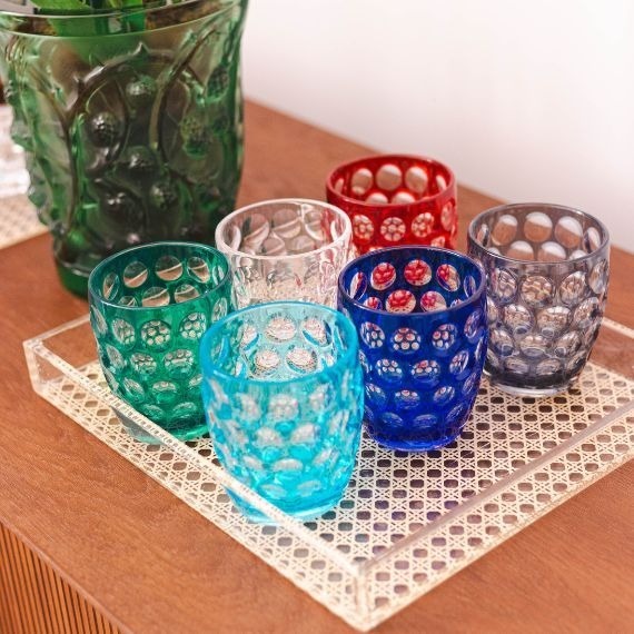 Conjunto Copos Lente Acrílico Coloridos/Transparente Mario Luca Giusti 6 Peças