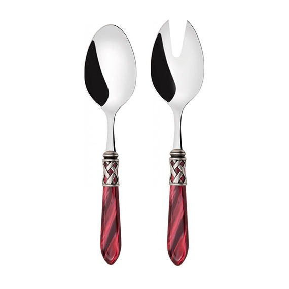Conjunto Garfo e Colher para Salada Aladdin Bugatti Vermelho