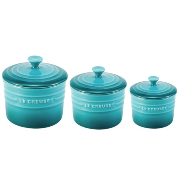 Conjunto Porta Condimentos Azul Caribe Le Creuset 3 peças