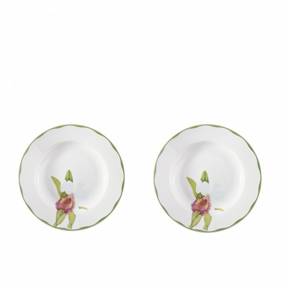 Conjunto Pratos Fundos Orquídeas Matisse Casa 2 peças