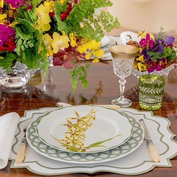 Conjunto Pratos Rasos Orquídeas Matisse Casa 6 peças