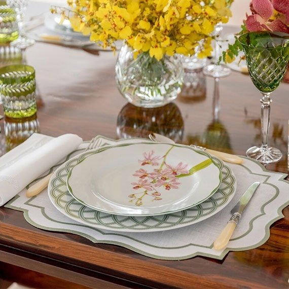 Conjunto Pratos Sobremesa Orquídeas Matisse Casa 6 peças