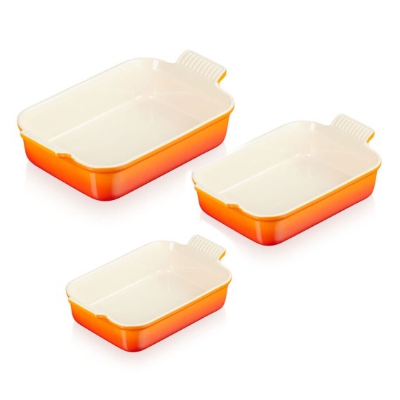 Conjunto Travessas Retangulares Heritage Laranja Le Creuset 3 peças
