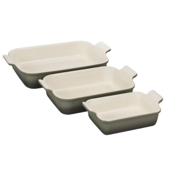Conjunto Travessas Retangulares Heritage Thyme Le Creuset 3 peças