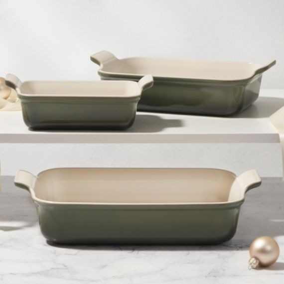 Conjunto Travessas Retangulares Heritage Thyme Le Creuset 3 peças