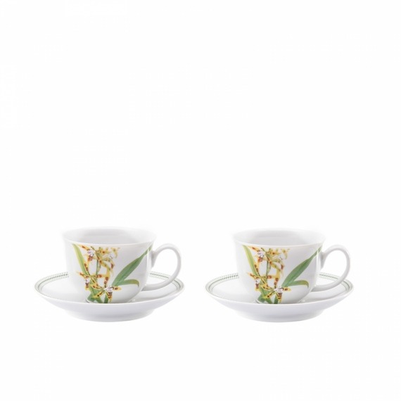 Conjunto Xícaras Café Orquídeas Matisse Casa 2 peças