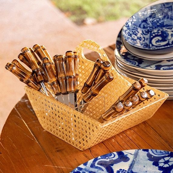 Garfo de Mesa Bambu Natural Escuro Gold 