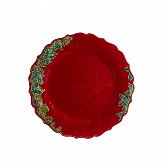 Sousplat Coroa de Natal Vermelha - Bordallo Pinheiro