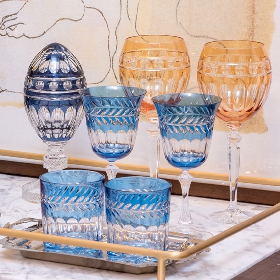 Taça Água Charlotte Amarelo Gold Cristal