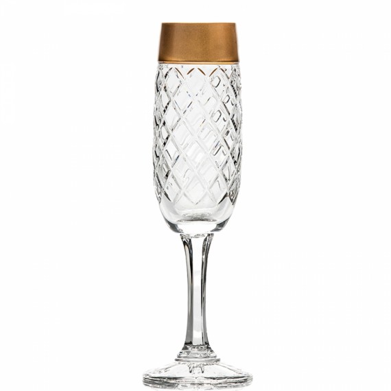 Taça Champagne Glória Gold Cristal