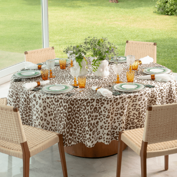 Toalha de Mesa 1,80x3,65 Leopard Linho