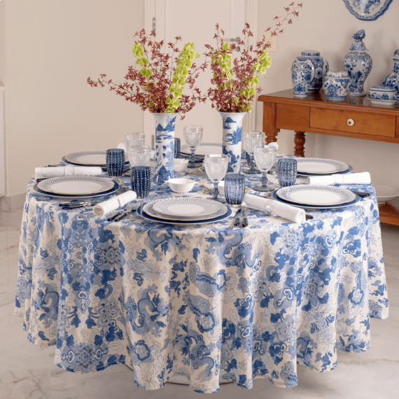 Toalha de Mesa Magic Mountain Azul 1,80x4,30 Linho Matouk