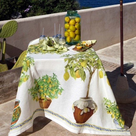 Toalha de Mesa Limonaia 1,70x3,60 Linho Tessitura Toscana