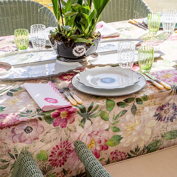 Toalha de Mesa La Vie En Rose 1,70x3,60 Linho Tessitura Toscana