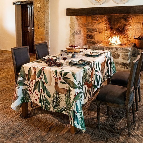 Toalha de Mesa Rudolph Natal 1,80x2,70 Linho The Napking