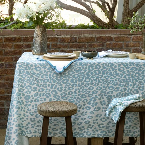 Toalha de Mesa Leopard Azul Redonda 2,75 Linho Matouk