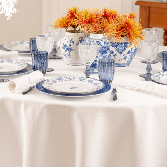 Toalha de Mesa Savannah Garden Branco Redonda 2,30 Matouk