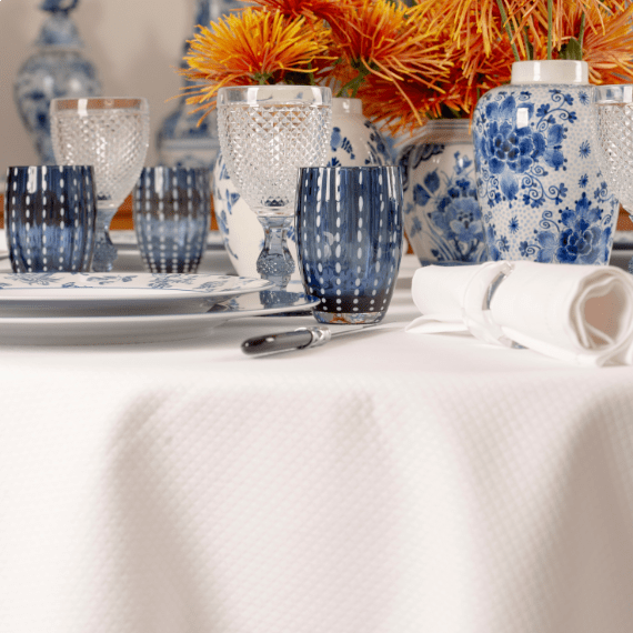 Toalha de Mesa Savannah Garden Branco Redonda 2,30 Matouk