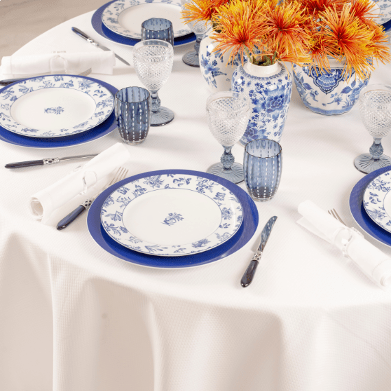 Toalha de Mesa Savannah Garden Branco Redonda 2,30 Matouk