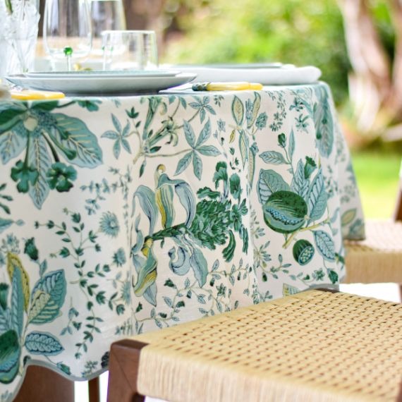 Toalha de Mesa Romã Emerald Redonda 2,30 Linho Matouk