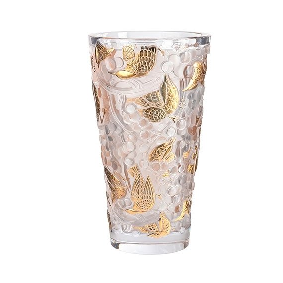 Vaso Lalique Merles & Raisins Ouro G Edição Numerada 