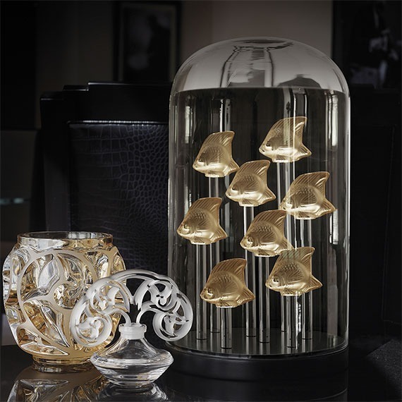 Vaso Lalique Tourbillons Ouro P 