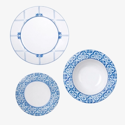 Aparelho de Jantar Azulejos Matisse Casa 18 Peças Produto Aparelho de Jantar Azulejos Matisse Casa 18 Peças