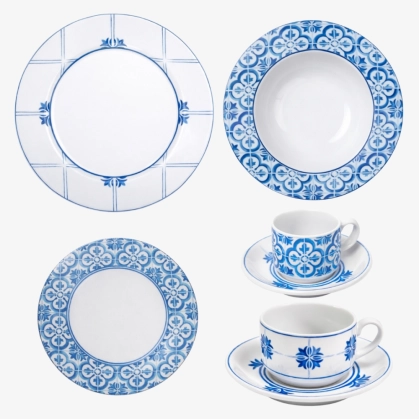 Aparelho de Jantar Azulejos Matisse Casa 30 Peças Produto Aparelho de Jantar Azulejos Matisse Casa 30 Peças