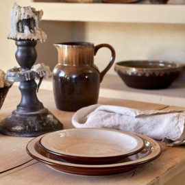 Aparelho de Jantar Poterie Costa Nova Off White - Caramelo 12 Peças