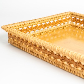 Bandeja Bambu e Rattan Lótus G