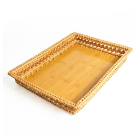 Bandeja Bambu e Rattan Lótus M