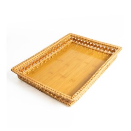 Bandeja Bambu e Rattan Lótus P