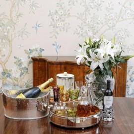 Bandeja Redonda com Cordão Pérola St. James Prata