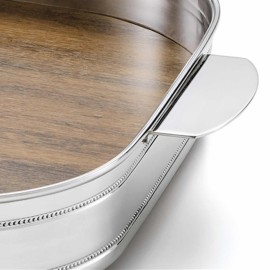 Bandeja Retangular com Cordão Pérola St. James Prata