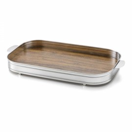 Bandeja Retangular com Cordão Pérola St. James Prata