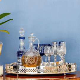 Bandeja Oval Com Fundo de Madeira St. James Prata