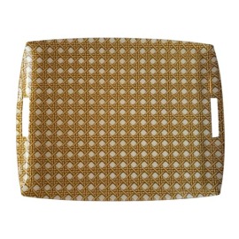 Bandeja Platex Cannage Ecru 54x43cm Acrílico